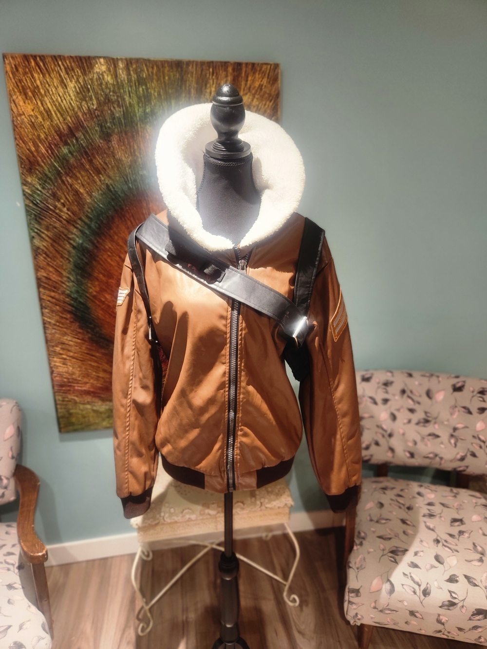 Kids Brown Faux-Shearling Hooded Bomber Jacket